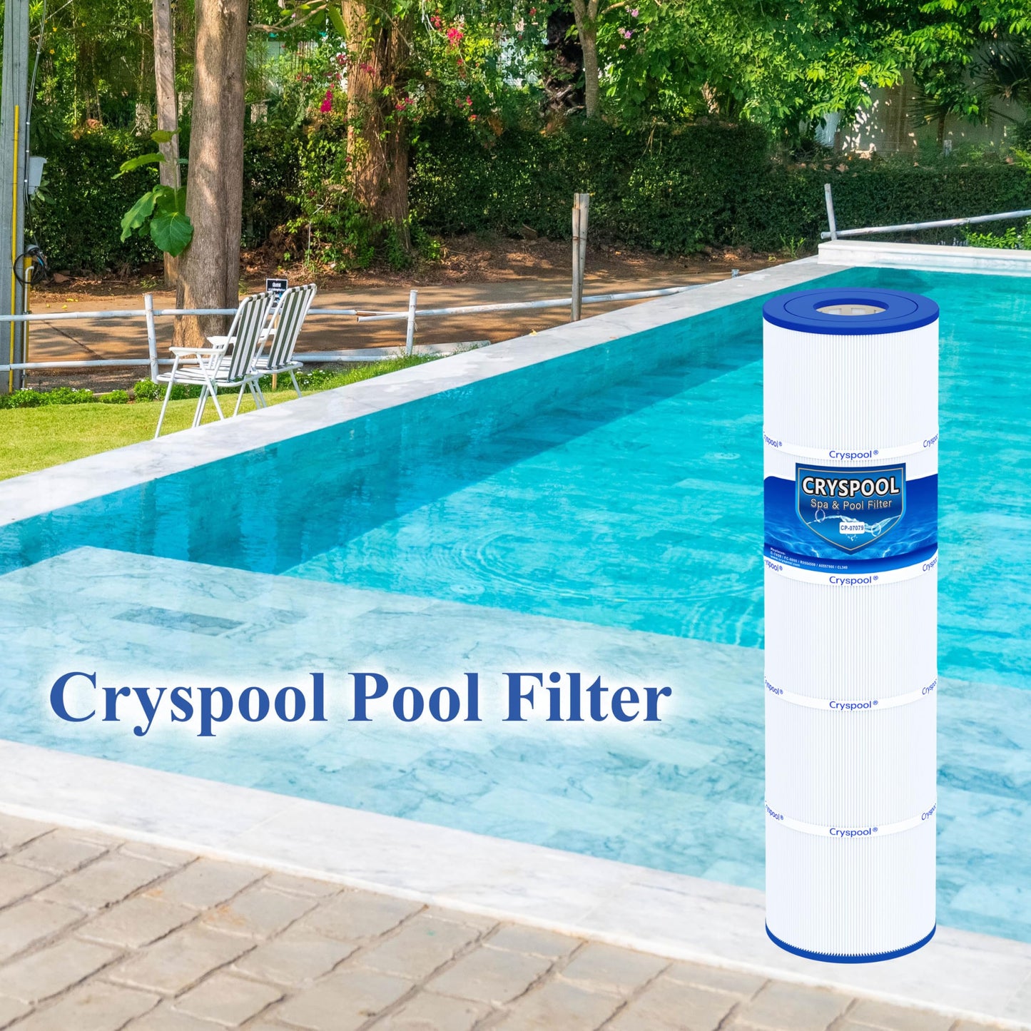 Cryspool® 07079 Filter Compatible with Jandy CL340, CV340, PJAN85, R0554500, C-7459, FC-0800, A0557900, 4×85 Sq. Ft Pool Filter Cartridge, 4 Pack