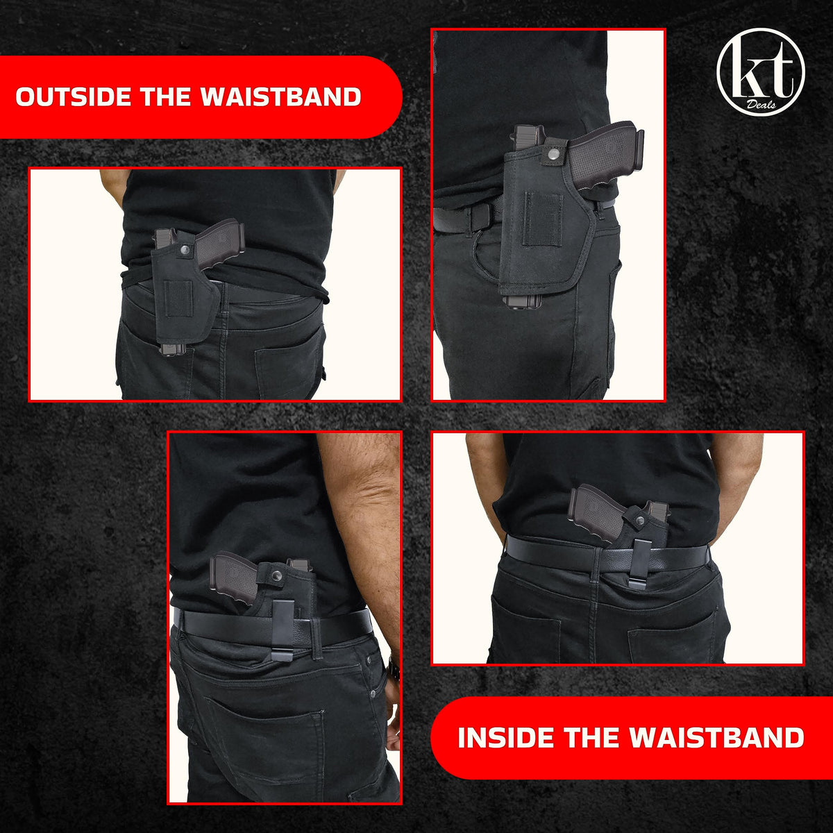 Universal Gun Holster for Men & Women, IWB/OWB Waist Belt Pistol Holster Fits for Taurus Glock Sig M&P 380 9mm Gun Holsters for Concealed Carry Handgun Right/Left Hand Draw with Mag Holder