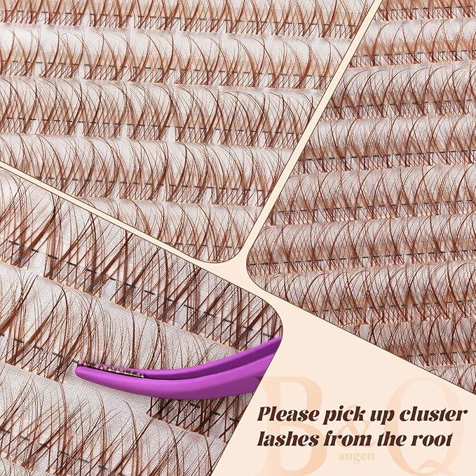 B&Q Brown Lash Clusters Kit Natural Mochalash Clusters 01, Brown Eyelash Clusters Kit C-Curl Cluster Eyelash Extensions 8-16mm Wispy Lash Eyelashes Kit for Fair/Dark Hair(Mochalash 01 Set)