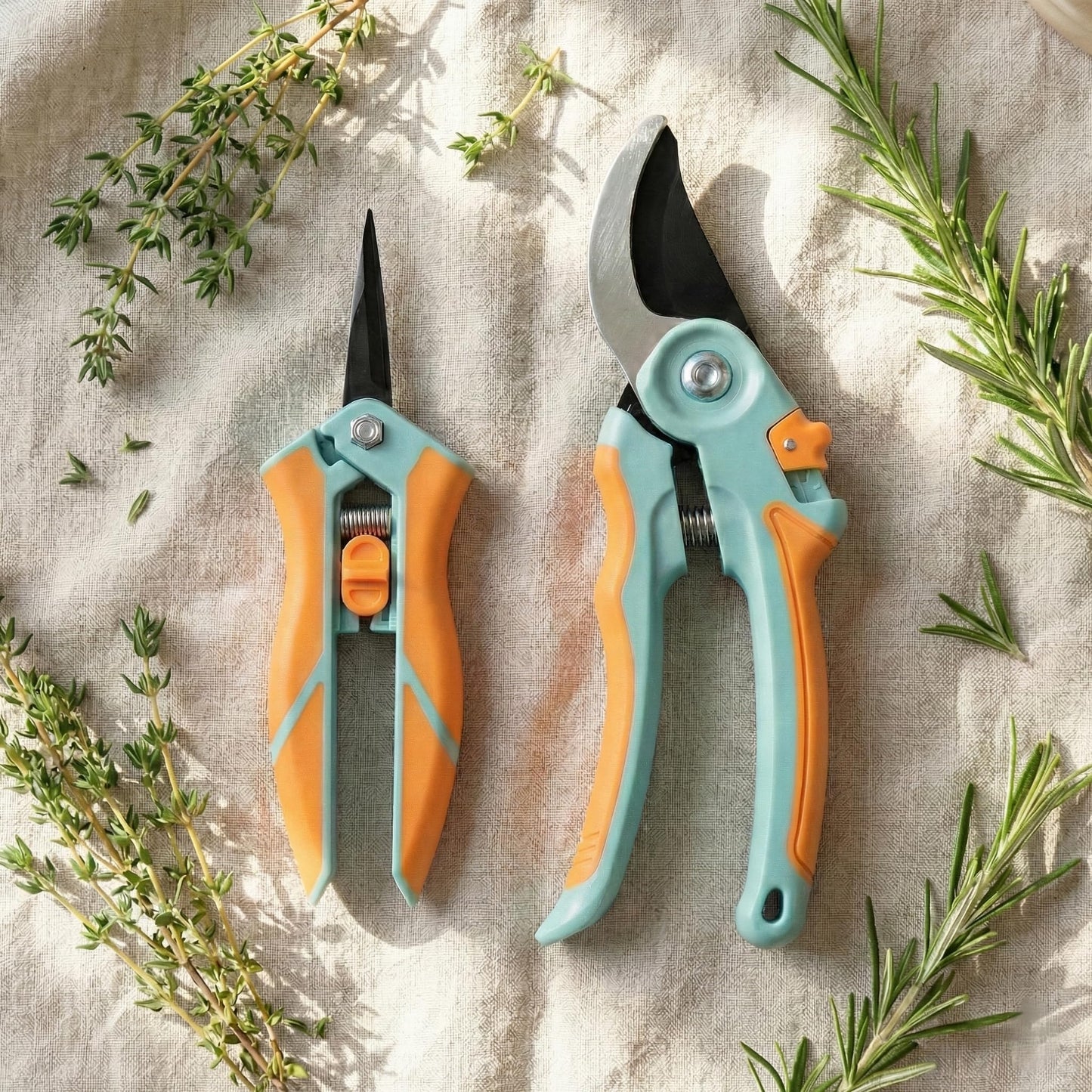 NEXON Garden Pruning Shears 2 Pack, 8" Bypass Hand Pruner & 6.25" Precision Garden Scissors, Professional Garden Clippers for Plants and Flowers