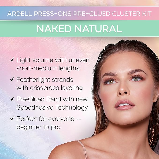Ardell Naked Press On Lashes Underlash Extensions – Tapered Fibers, Pre-Glued Lash Clusters, Self Adhesive Eyelashes, No Glue Needed Eyelash Clusters, DIY Lash Extension Kit, 1 Pack