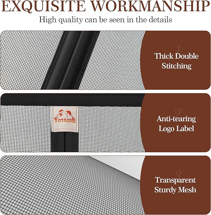 Yotache Magnetic Screen Door Fits Door Size 32 x 84, Screen Size 34" x 85" Reinforced Fiberglass Net Curtain with Magnets