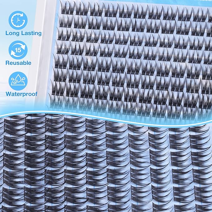 Lash Clusters Wispy Wet Cluster Eyelash Extensions 9-10-11-12MM Mascara Touch Lash Extensions C-Curly Natural Yet Noticeable Cluster Lashes For Clean Baddie Vibe by Mavphnee