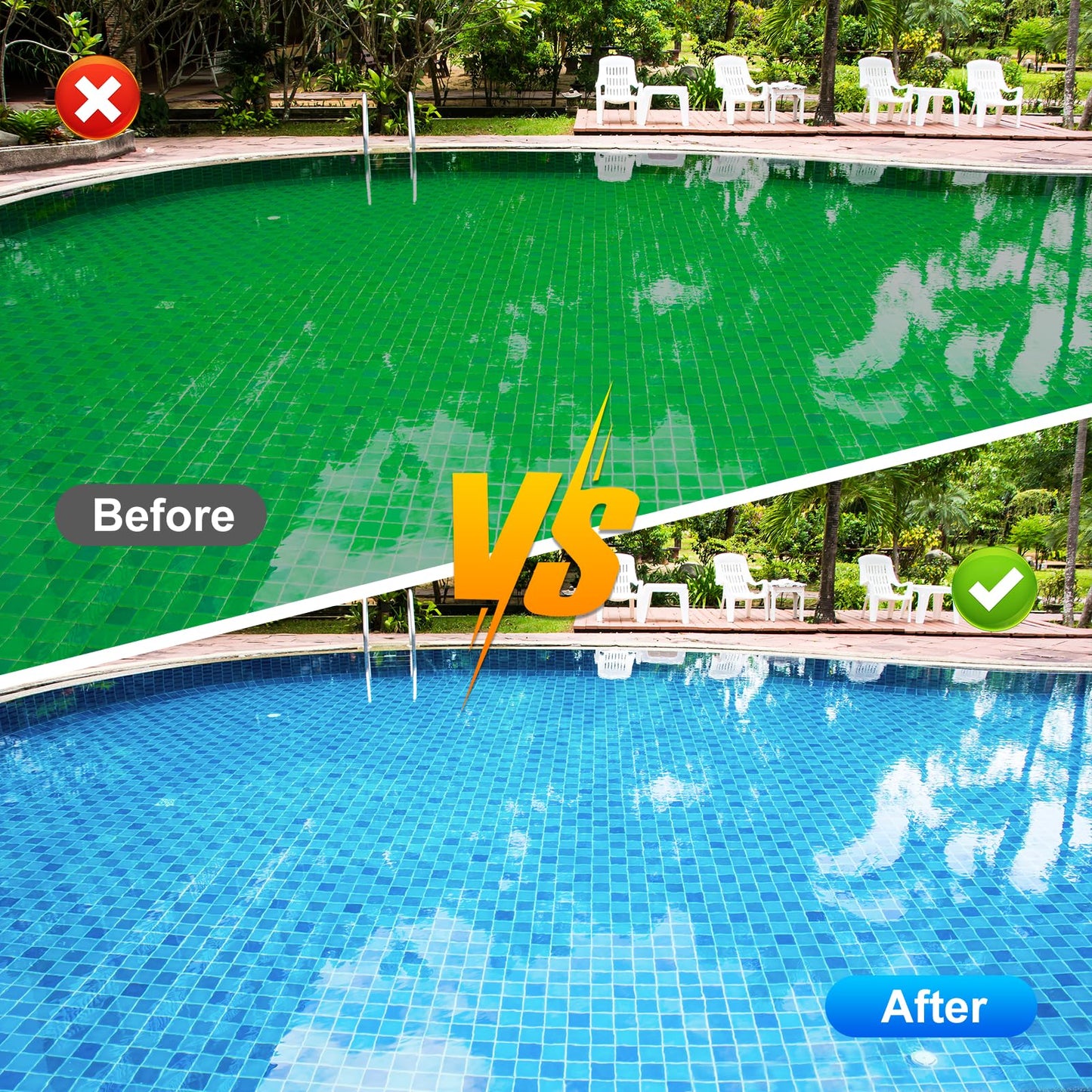 Pool Unit, for 7.5k-20k gallons Swimming Pools, Lasts up to 6 Months,Blue/White
