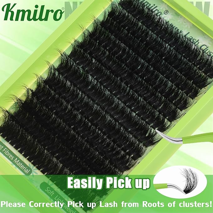 Lash Clusters 14-24mm Thick Long Cluster Eyelash Extensions 180D D C Volume Eyelash Clusters 240pcs Individual Lashes Soft Wispy False Eyelashes DIY Lash Extension for Beginners