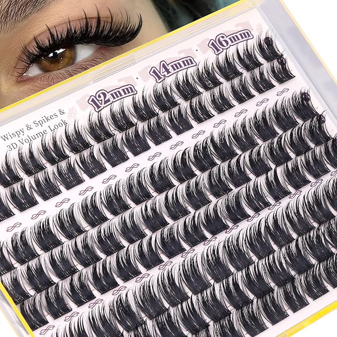 Lash Clusters with Spikes Wispy Eyelash Clusters 12-16MM Manga Volume Cluster Eyelash Extensions CD-Curly Individual Lashes Anime Fluffy Cluster Lashes by Newcally