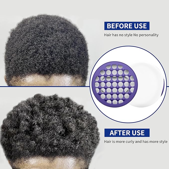 Silicone Curl Brush,Africa Comb,Magic Curly Hair Brush Twist Hair,Afro Pick,Men Women Boys Girls Wave Curler Tool,1 Set (Purple)