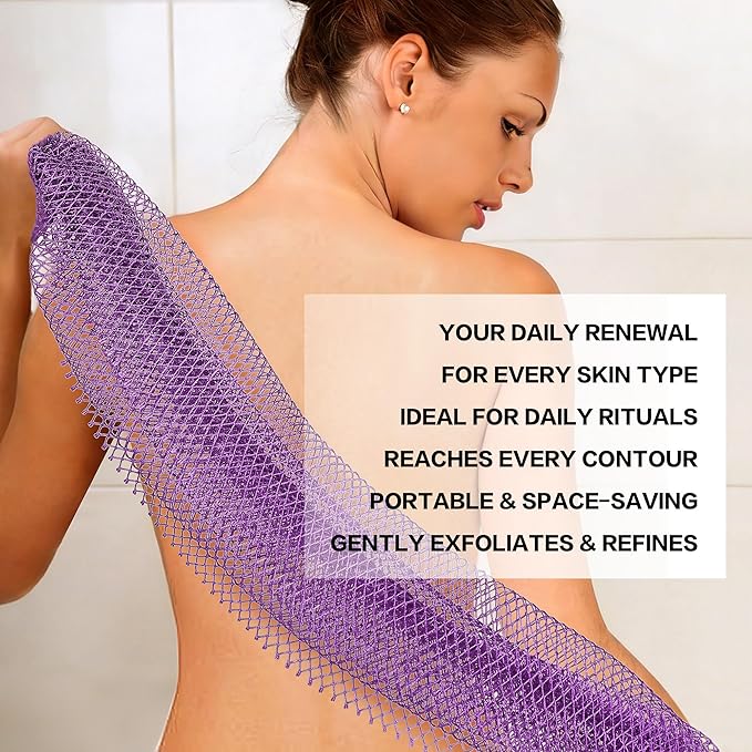 UJFQBH African Net Sponge Authentic 2-Pieces Exfoliating Body Scrubber for Shower & Bath, Deep Cleansing Lather for Dead Skin Removal, Back Scrubber for Women & Men (Pink 、Purple