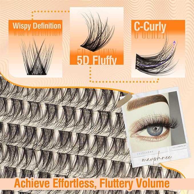 14MM Lash Clusters Natural Cluster Eyelash Extensions Wispy Cluster Lashes Extension 5D Fluffing Individual Lashes Whispy Eyelash Clusters 99Pcs for Everyday Wear