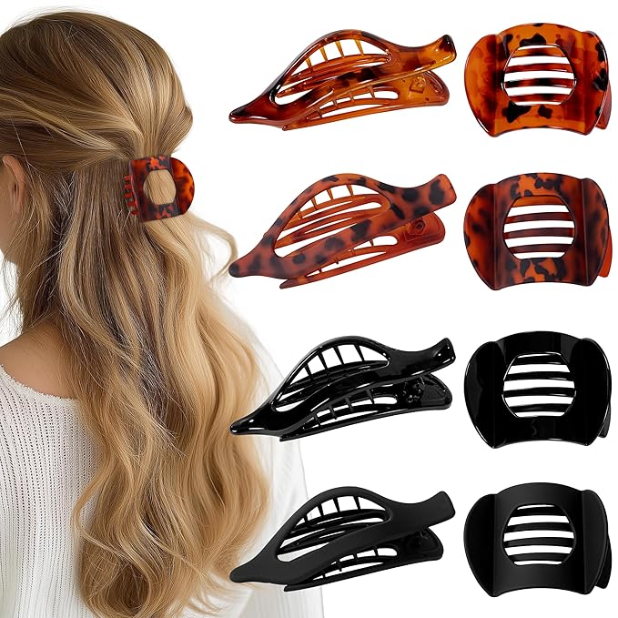 8 Pack Flat Hair Clips for Women, Matte Flat Claw Clips for Thick & Thin Hair No-Slip Strong Hold Hair Barrettes, French Duckbill Styling Accessories for Women