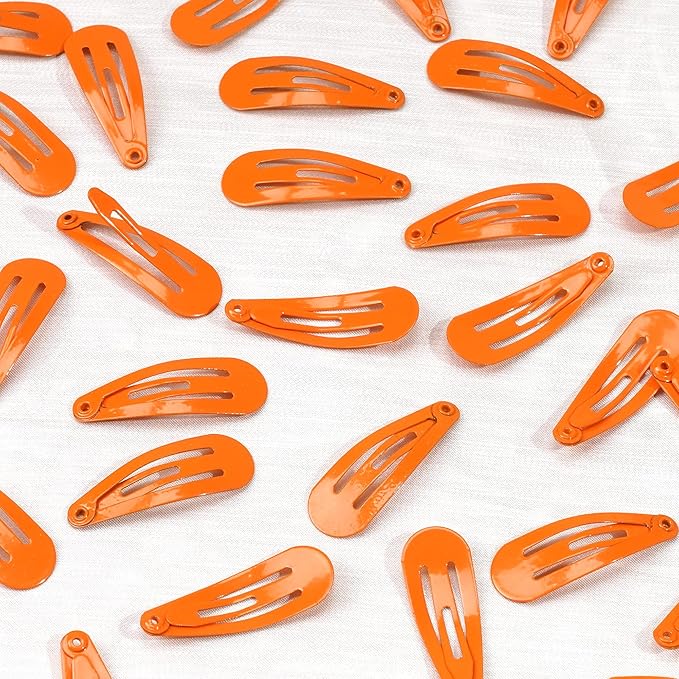 1Inch Snap Hair Clips, 60Pcs Small Clips for Little Girls, Baby Infant 3cm Hair Clips Barrettes for Toddlers Hair Accessories (Orange)