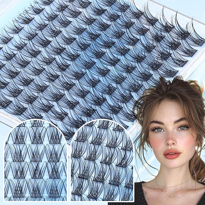 PHKERATA Natural Eyelash Clusters Wispy Lashes Clusters C Curvature 110 pcs Cluster Eyelash Extensions DIY 3D Individual Lashes with Soft Lash Band, 10-16 mm Mix