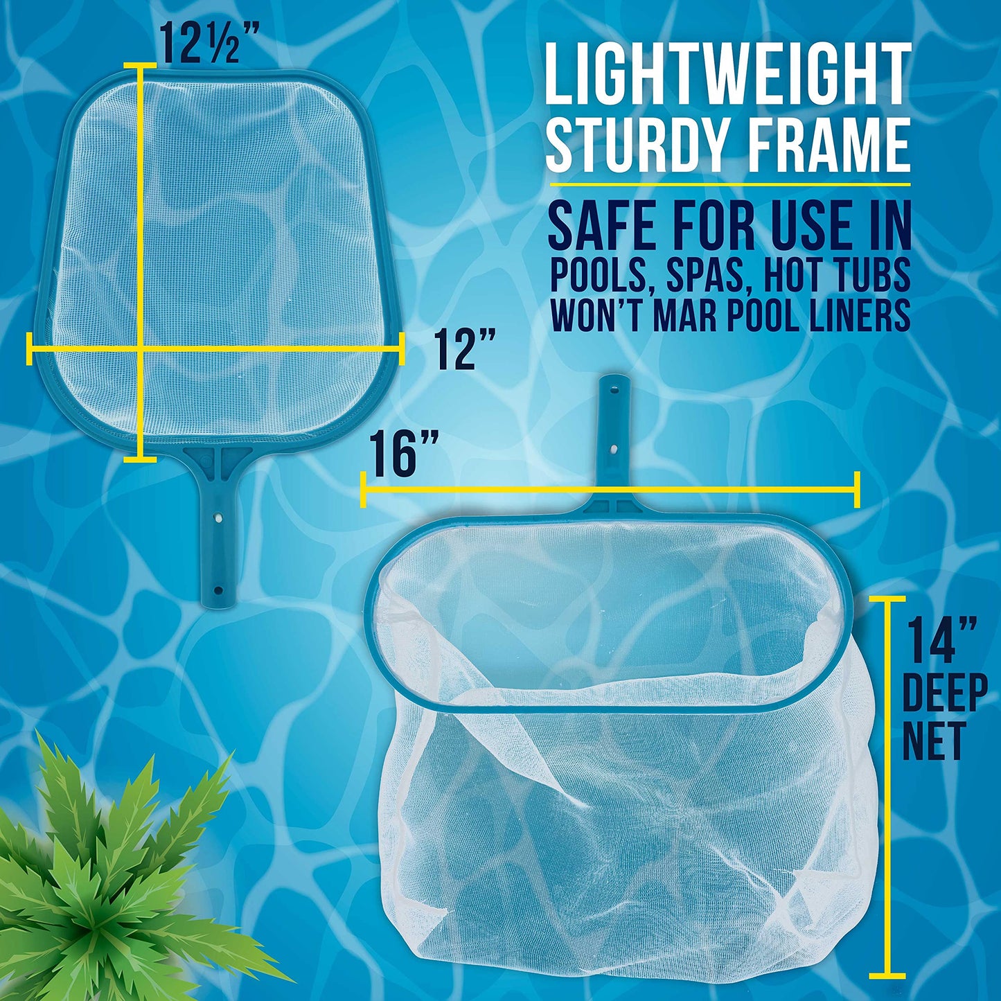 U.S. Pool Supply Professional Swimming Pool Leaf Skimmer Net and Leaf Rake Net Set - Cleans Out Debris Fast, Pool Maintenance - Clean Pool Liners, Spas, Ponds and Kids Inflatable Pool