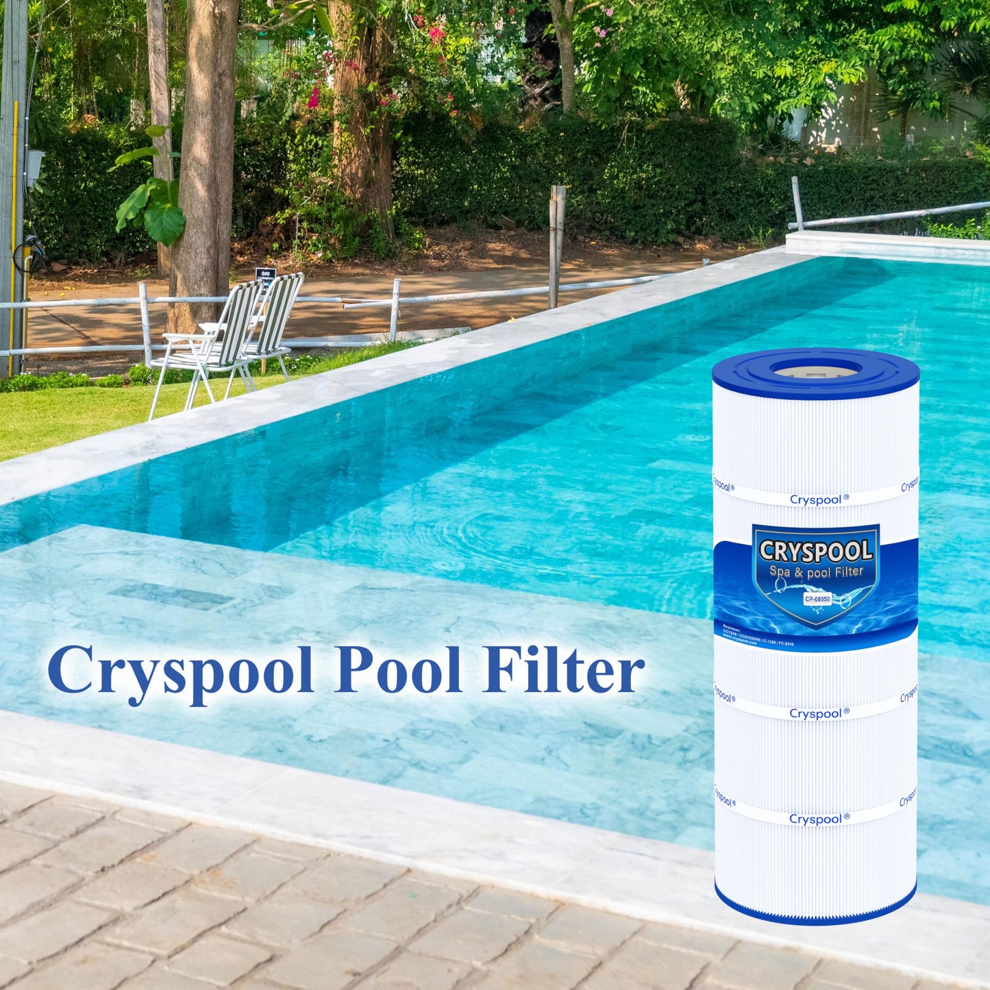 Cryspool® 08050 Filter Compatible with Hayward CCX1500RE(CC 1500 E), X-Stream 150, PXST150, 817-0150n, C-8316, FC-1286, 150 Sq. Ft Pool Filter Cartridge, 1 Pack