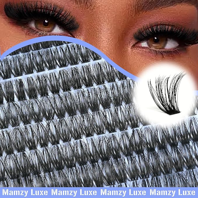 Fluff Lash Clusters Kit 60D Individual Lashes Clusters Wispy 10-18MM Eyelash Clusters Kit Full Volume False Eyelashes 3D Luxury Cluster Eyelash Extension Kit by MAMZY LUXE