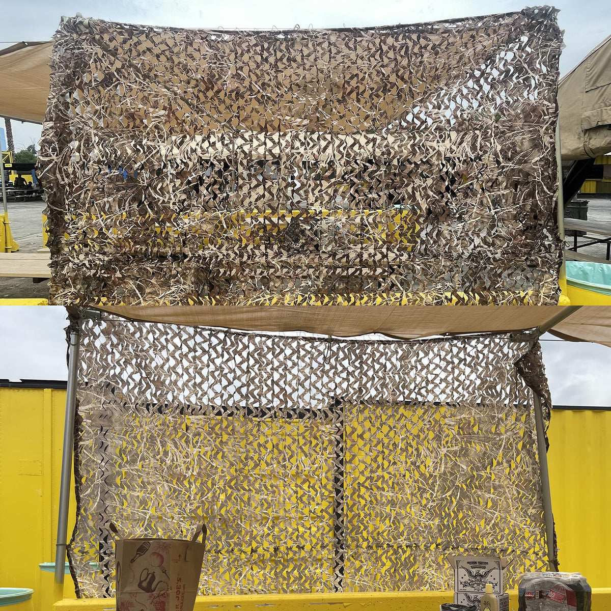 Yeacool Camo Tarp Burlap Camo Netting Camouflage Netting Bulk Roll for Hunting Blind Car Cover Dinosaur Party Decoration Birthday Theme Sunshade Bird Watching (Dry Grass, 4.9ftx19.7ft, 1.5m*6m)