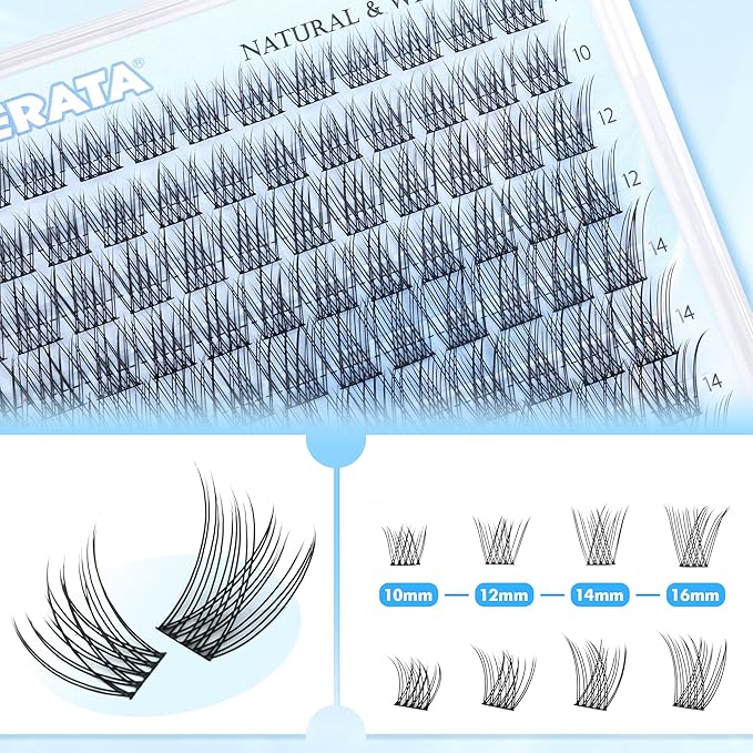 PHKERATA Wispy Lash Clusters Natural Eyelash Clusters 108 pcs Cluster Eyelash Extensions DIY Individual Lashes Clusters with Soft Lash Band, 10-16 mm