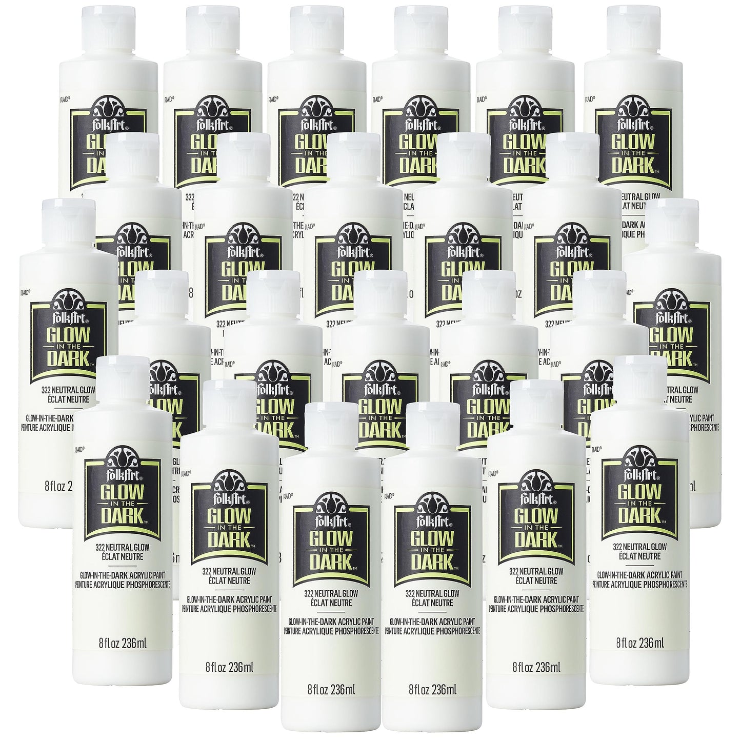 FolkArt 322E Glow in the Dark Paint, 8 oz, Neutral- (Pack of 24)