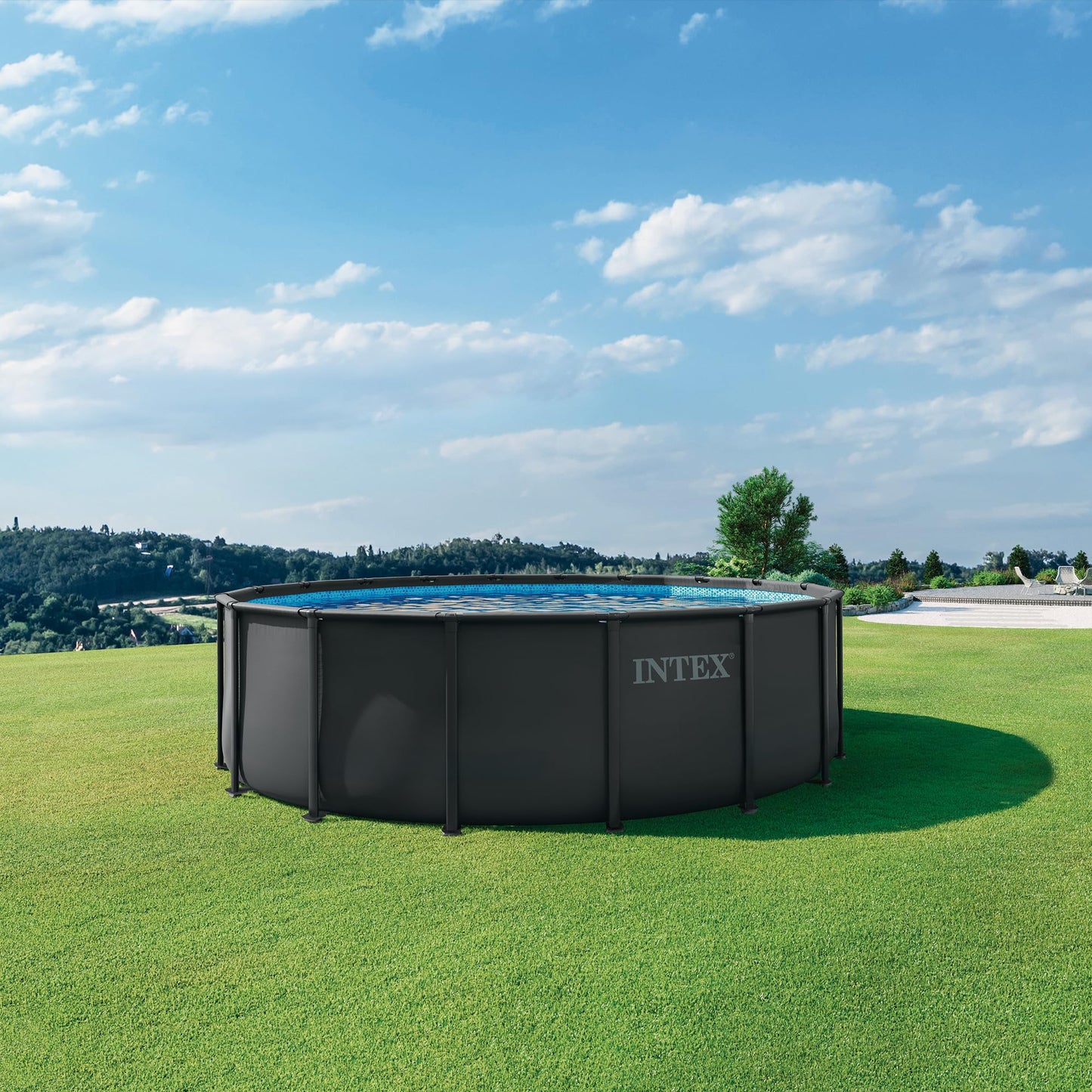 INTEX Ultra XTR 18 ft x 52 in Above Ground Pool Set, Round Swimming Pool with Steel Frame, 2100 GPH Sand Filter Pump, Ladder, Cover, & Ground Cloth