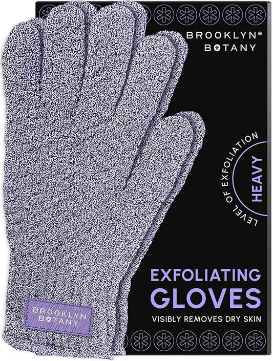 Brooklyn Botany Exfoliating Gloves for Bath and Shower – Heavy Duty Exfoliating Body Scrubber for Massage and Dead Skin Remover for Body – 1 Pair