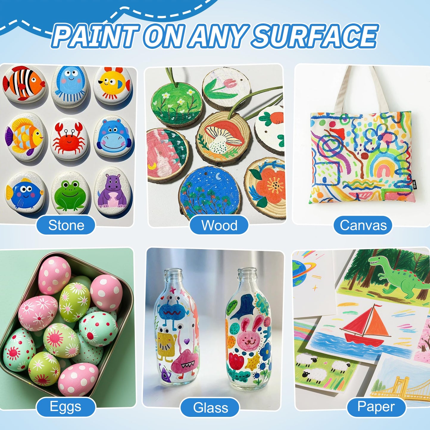 Guangna 240 Acrylic Paint Markers, Brush Tip Acrylic Paint Pens, Quick-Drying Waterproof Ink, for Rock Painting Plastic Wood Canvas Glass Ceramic Metal Art Crafts Supplies Gift