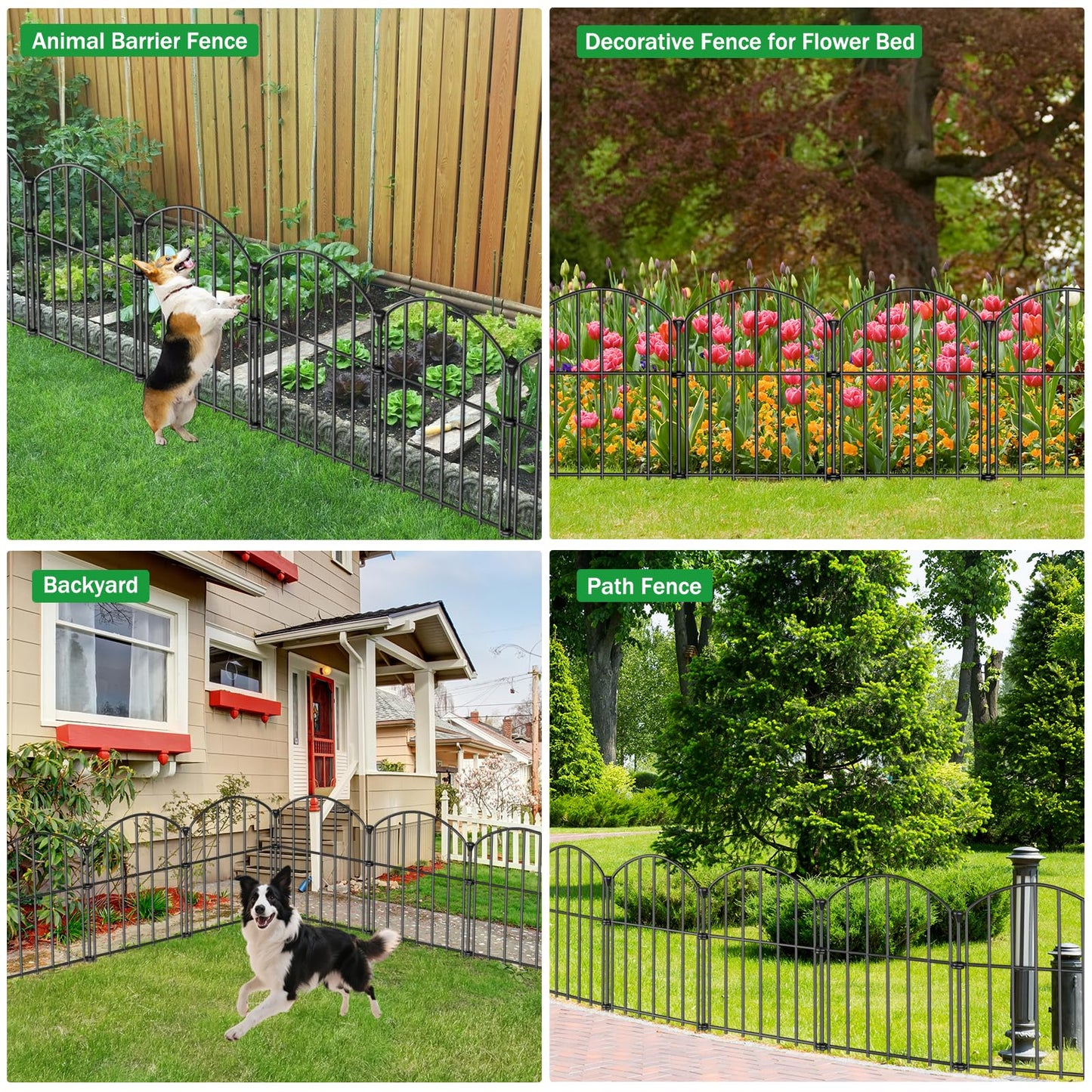 30 Pack Decorative Garden Fence Panels, 17in(H) x 31.5ft(L), Rustproof Metal No Dig Fence, Animal Barrier for Dogs & Rabbits, Anti Digging Fencing for Flower Bed Edging, Yard, Patio & Outdoor