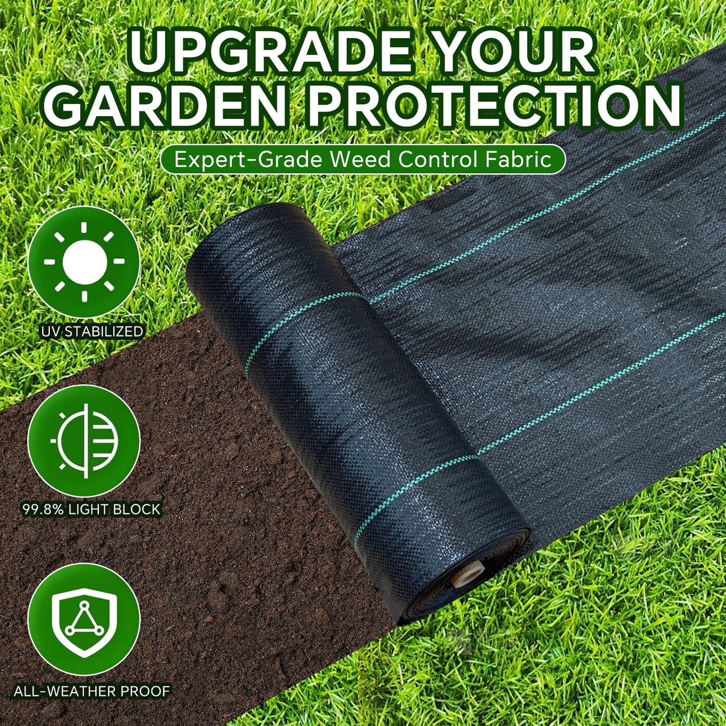 Vanver Weed Barrier Landscape Fabric Heavy Duty,1.4FT x 150 FTPremium Garden Weed Blocker Fabric for Weed Control, Plastic Ground Cover with Woven Weed Cloth,Durable Landscaping Fabric