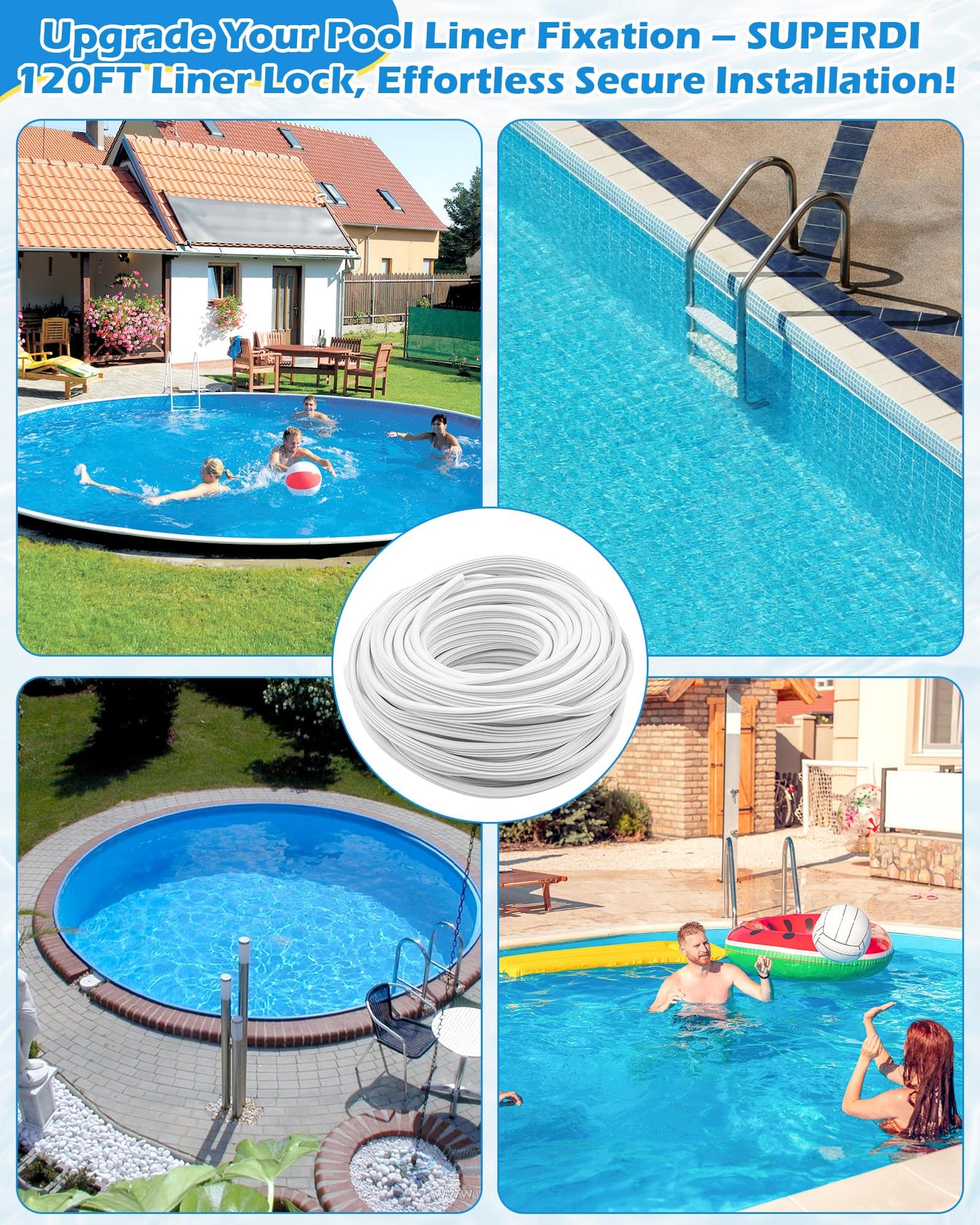 SuperDi Plastic 120ft Roll QP1562 Swimming Pool Liner Lock Beaded Wedge T-Shape