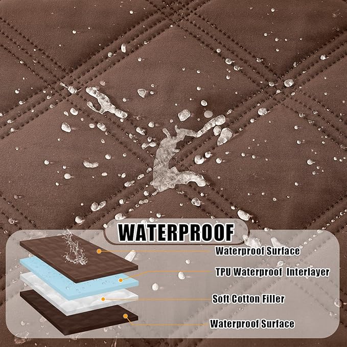 Smiry Waterproof Dog Bed Cover Blanket 68x82, Soft Reversible Pet Blanket, Washable Leakproof Cats Dogs Couch Cover for Sofa, Couch, Furniture, Brown/Chocolate