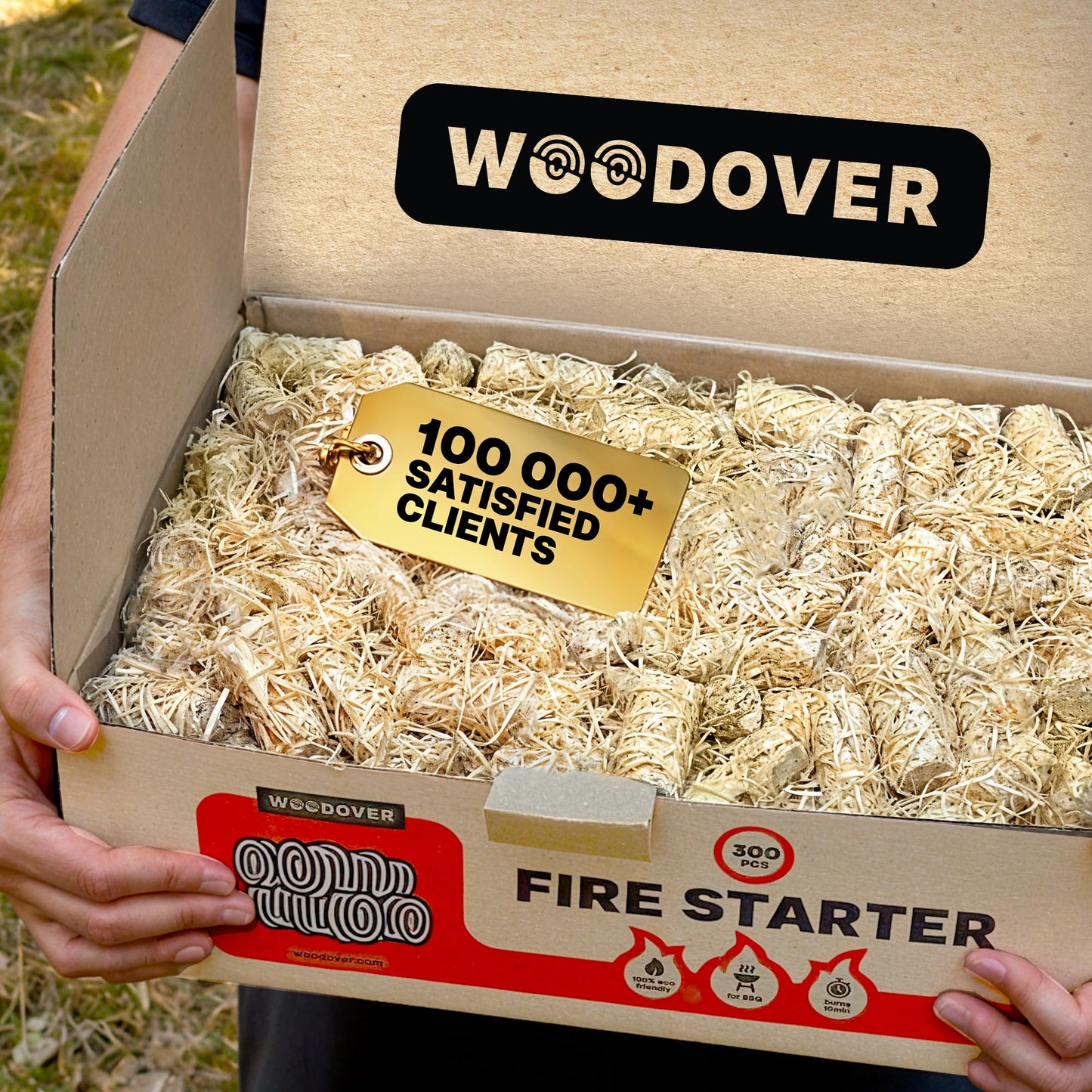 300 pcs Large Fire Starters for Fireplace, Natural Fire Starter for Campfires, for Wood Stove, BBQ, Grill, Pizza Oven, Outdoor Fire Pit, Chimney Charcoal Starter