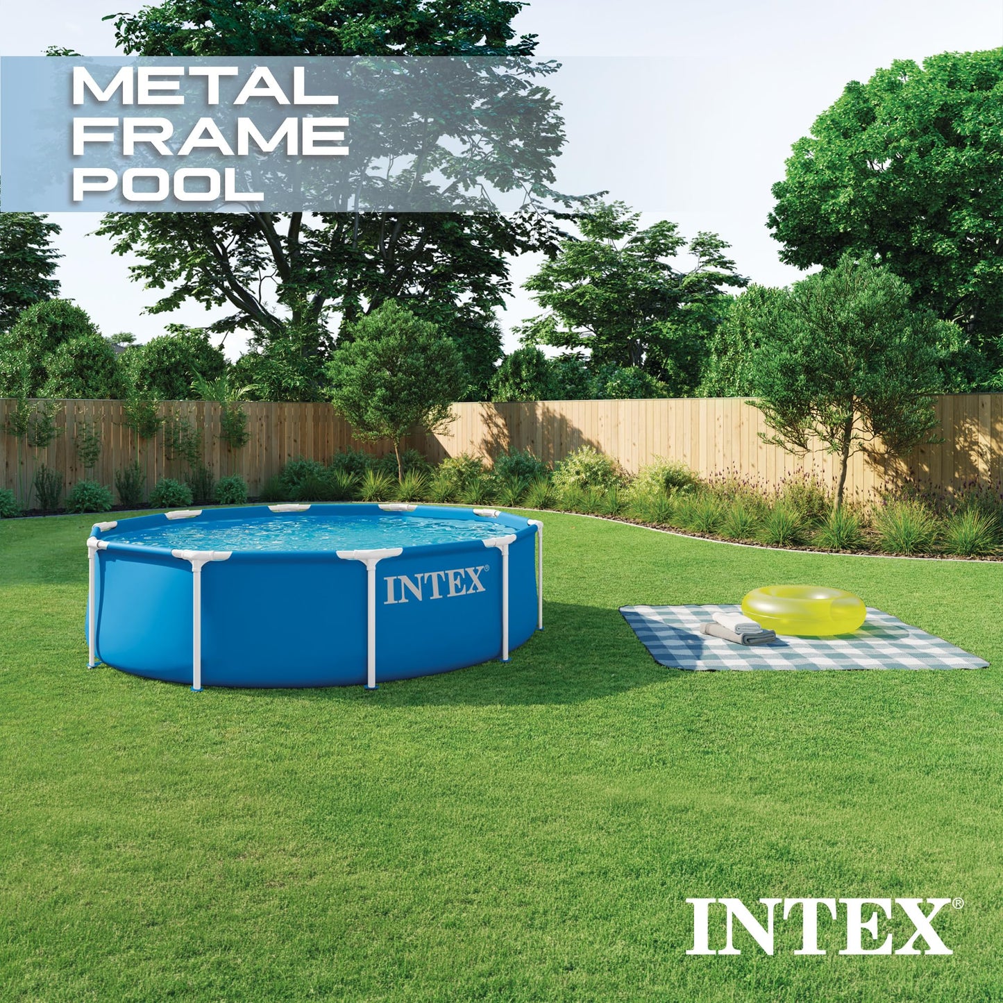 INTEX 28200EP 10Ft X 30In Metal Frame Above Ground Swimming Pool, Pool Only (Pump Not Included)