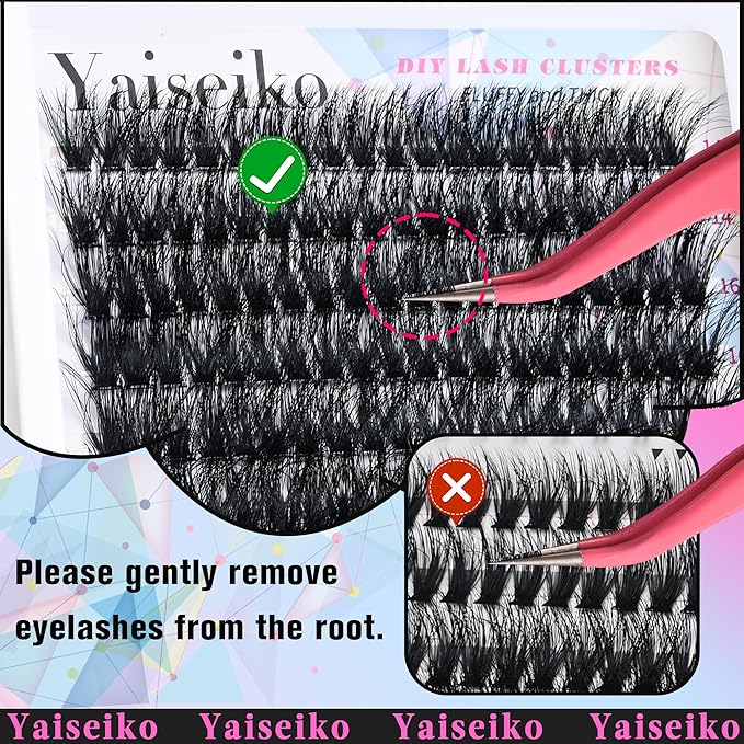 Wispy Lash Clusters 14-22mm Thick Eyelash Clusters D Curl Wispy Individual Lashes 80D Cluster Eyelash Extensions 240pcs Plant Fibers Lashes Clusters DIY Lash Extension, by Yaiseiko