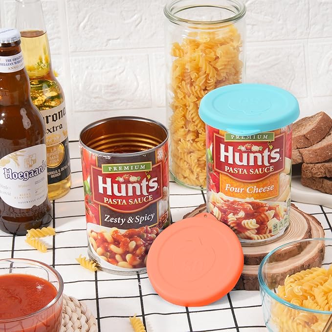 2PCs 3.5-inch Silicone Can Lids for Hunt's | Starkist | Kirkland | Progresso Can, Food Sealing Lids for 3.5-inch Can, Can Cover for Canned Good, Can Toppers, Freezer&Dishwasher Safe (Can NOT Included)