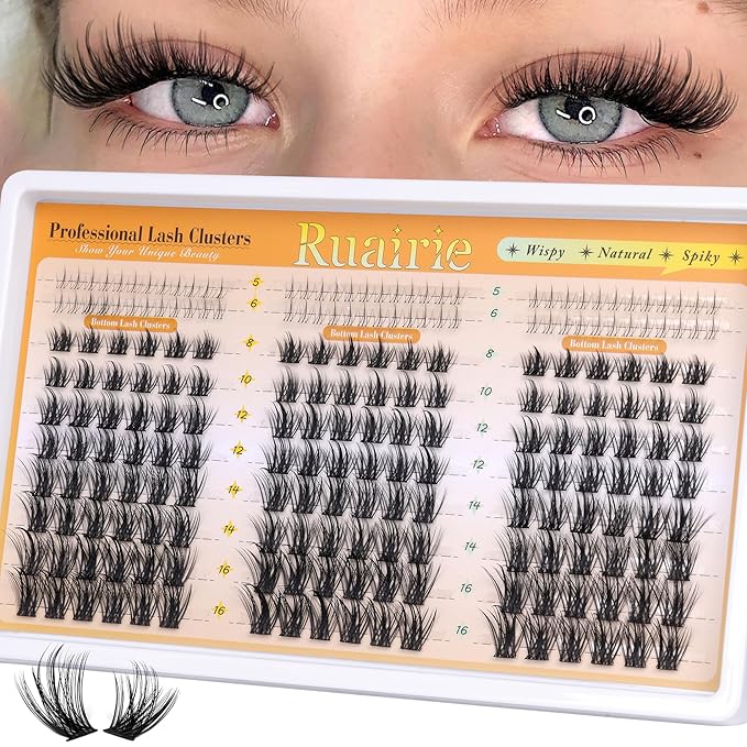 Manga Lash Clusters with Bottom Eyelash Clusters 180pcs Wispy Lashes Clusters Spiky Lash Extensions Natural C Curly Individual Lashes 8-16mm DIY Cluster Eyelash Extensions by Ruairie
