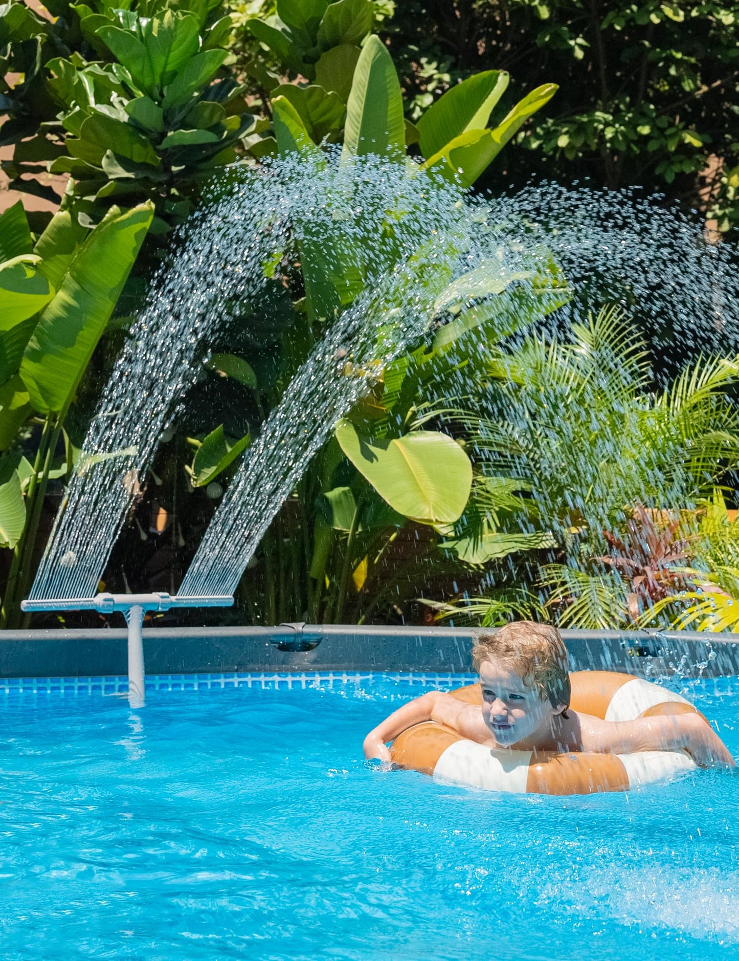 Pool Fountain for Above and In-Ground Pools, Adjustable Dual Spray Waterfall Sprinkler Cooler for Pool, Swimming Pool Spa Water Fountain, High-Pressure Pool Spray Fountain