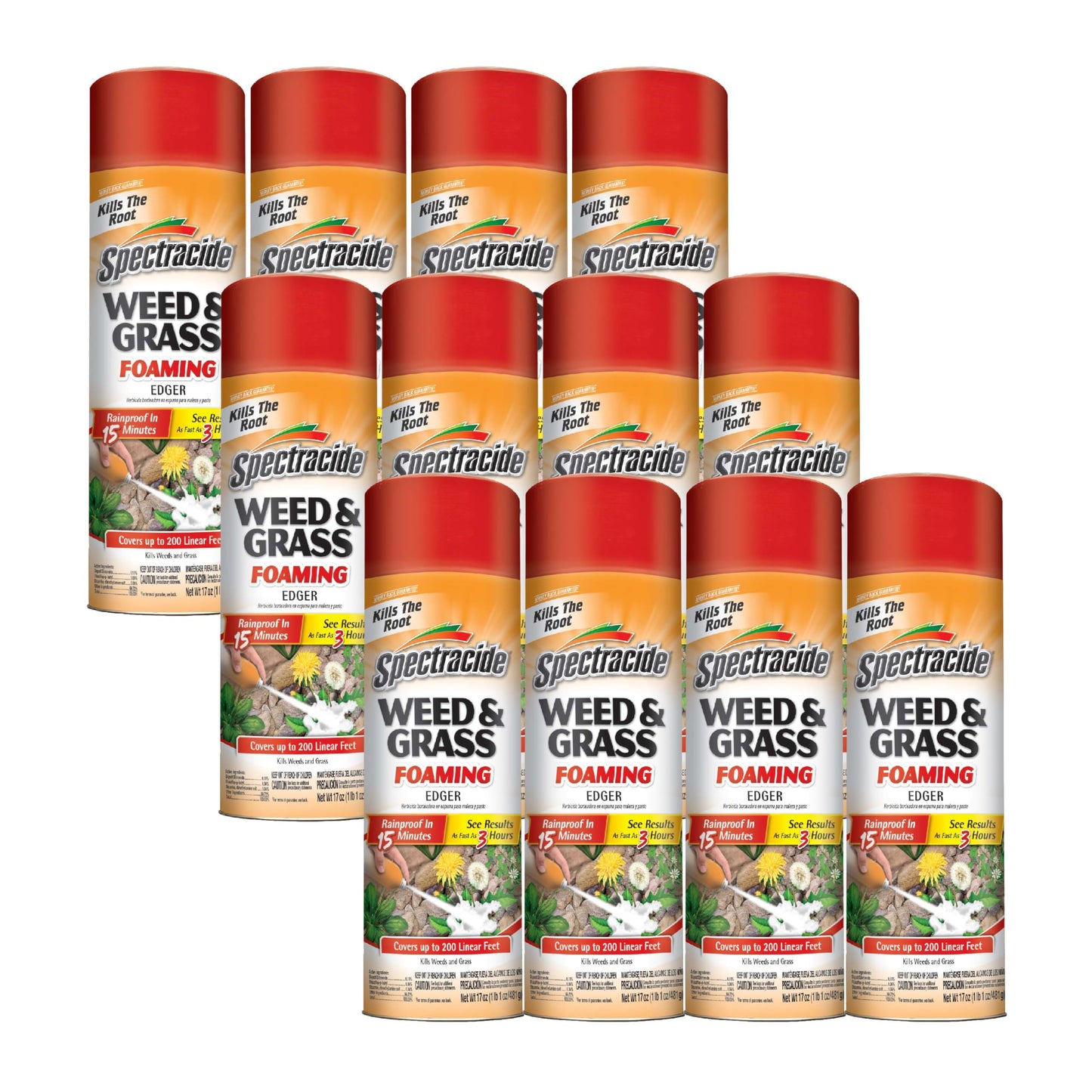 Spectracide Weed And Grass Foaming Edger 17 Ounces, Aerosol, For Edging Along Yards - pack of 12