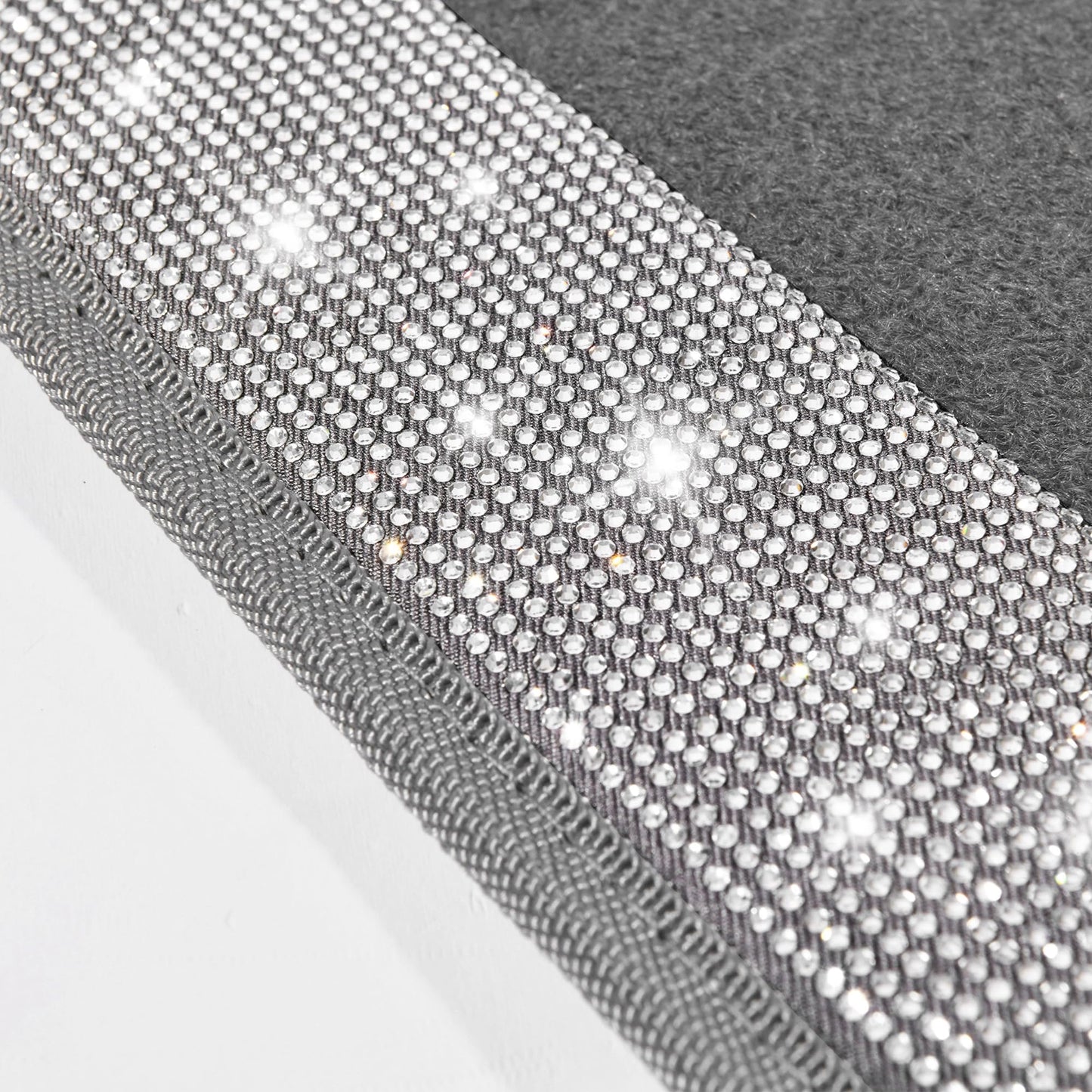 CAR PASS Bling Diamond Car Mats Shining Carpet Crystal Rhinestones Sparkly Glitter Floor Mats with Anti-Slip PVC Heel Pad Universal Fit for Automotive SUV, Sedan, Car, Van, 4pcs for Girl Women, Gray