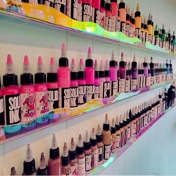 YMVV 15" Nail Polish Rack Wall Mounted Shelf,6 Pack Clear Rainbow Iridescent Acrylic Organizer Nail Supplies for Nail Techs,Great Display for Salons Retailers
