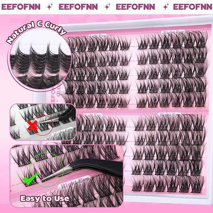 Wispy Lash Clusters Natural Eyelash Clusters C Curl Cluster Eyelash Extensions Cat Eye Lashes Clusters Spider Lahes Pestañas Postizas Naturales by Eefofnn (11-16 mm)