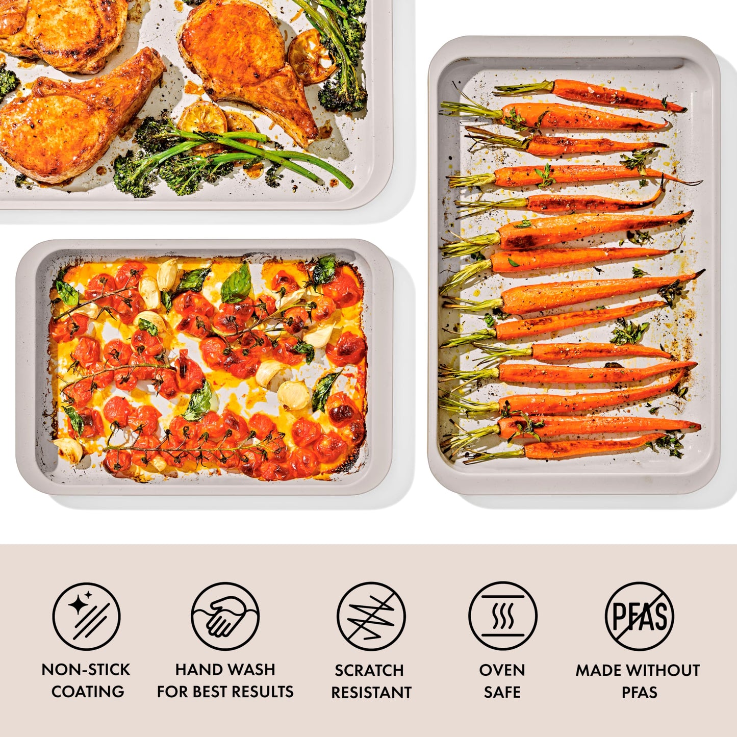 OXO Good Grips Non-Stick Pro Ceramic Coated Metal Bakeware 3-Piece Sheet Pan Set – Biscuit