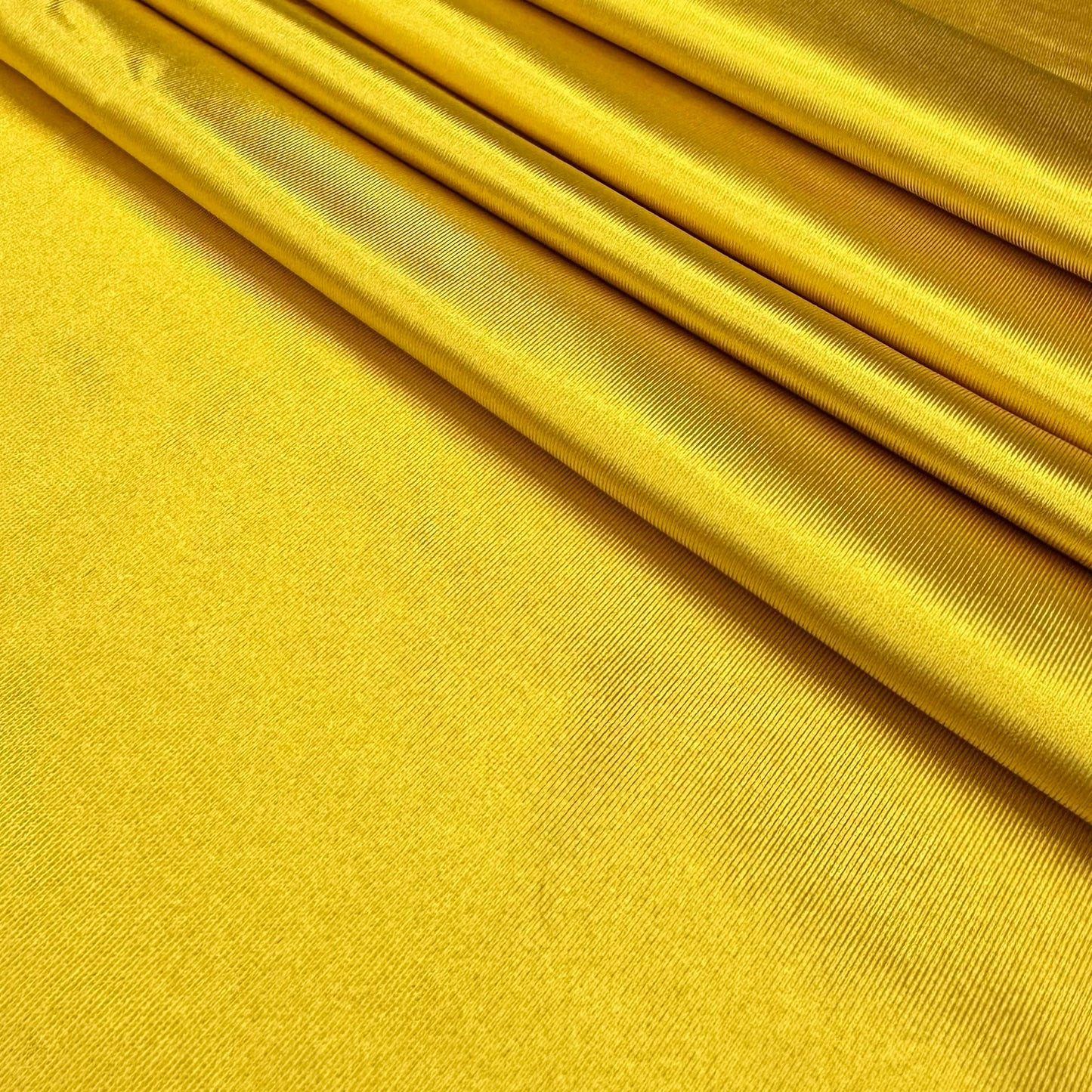 Ice Fabrics 4 Way Stretch Silky Spandex Satin Fabric by The Yard - 60" Wide Shiny Satin Spandex Fabric for Dresses, Active Wear, Yoga Pants, Table Cloth - Thick and Heavy - Yellow - 5 Yards