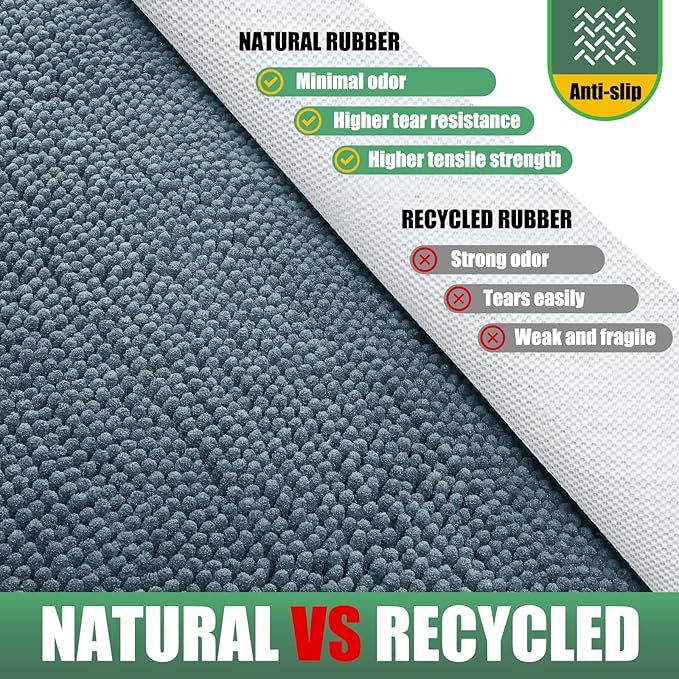 IM HOME Chenille Absorbent Outdoor Doormat 48" x 30", Washable Muddy Door Mats for Dog Non Slip Indoor Doormat Dog Mat for Muddy Paw Front Inside Doormats for Entryway Dusty Blue