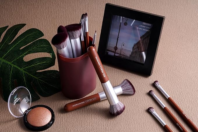 BS-MALL Makeup Brush Set 14 Pcs With Case - Foundation Brush, Concealer Brush, Blush Brush & Flawless Application Ã¢ÂÂ Complete Luxury Cosmetic Brush Kit For Travel & Daily Use (Brown)