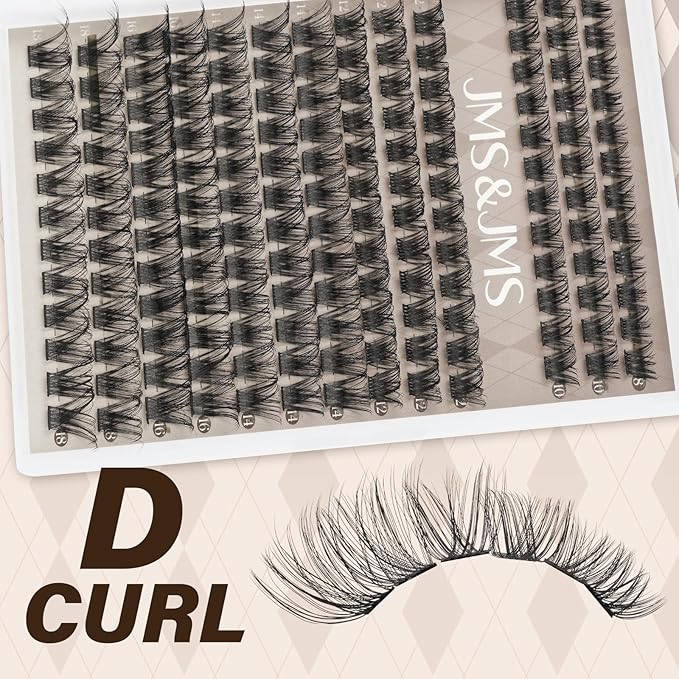 JMS&JMS Lash Clusters Kit Lash Lift Kit Wispy Fluffy Lash Clusters with Lash Bond and Seal Eyelash Applictor Lash Remover Lash Extension Kit for Beginner (JMS04-D-8-18Mix)
