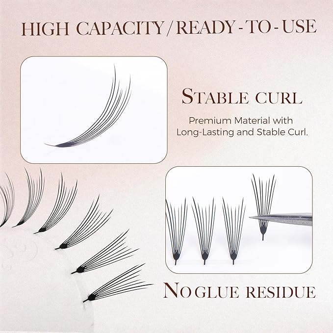 LASHVIEW Premade Volume Eyelash Extensions Mixed Tray Premade Lash Fans Pointed Handmade Thin Base (PFE01)
