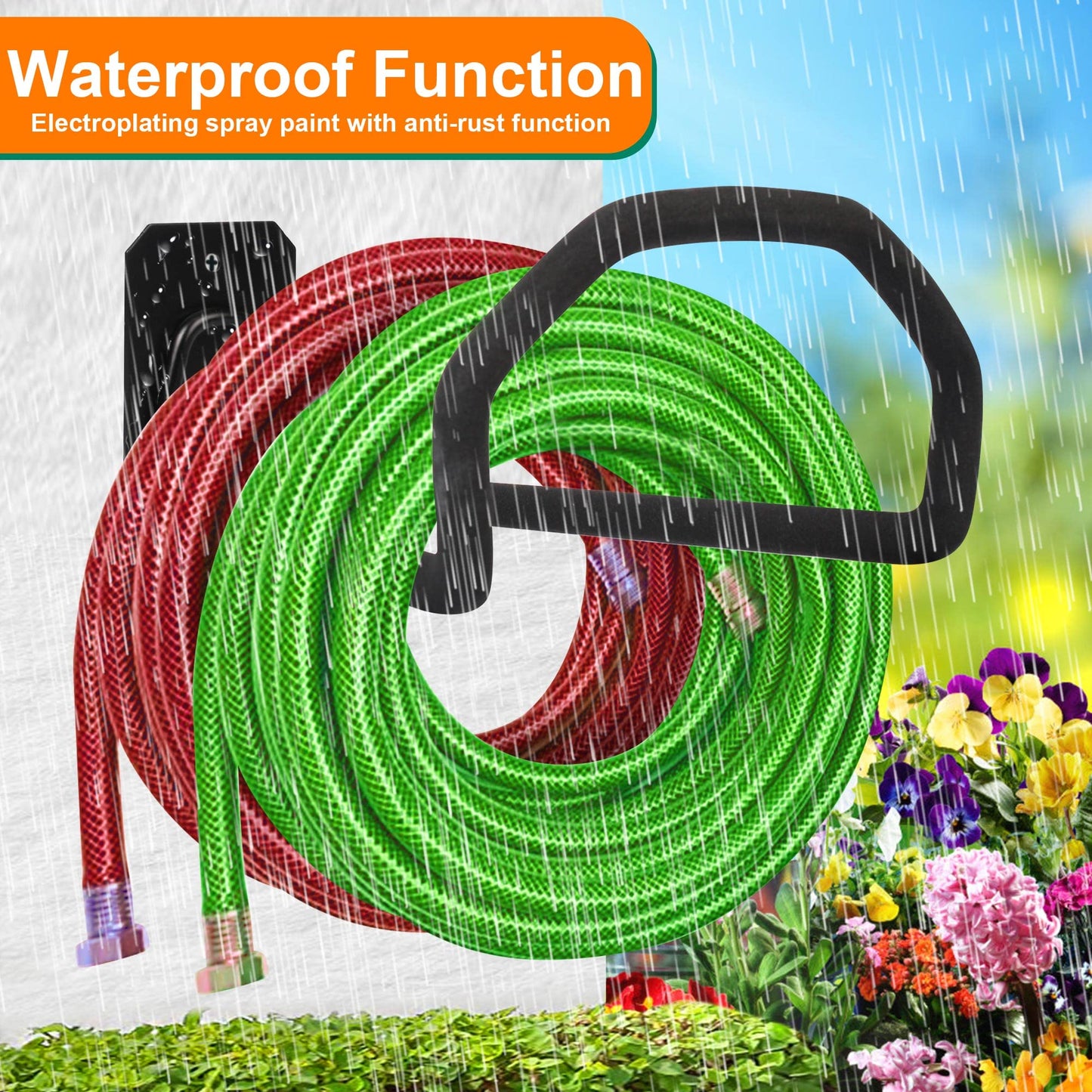 PeoMev 300 ft Garden Hose Holder - Oversized Hose Hanger Wall Mount Water Hose Holders for Outside, Extra Heavy Duty Hose Rack for Garden Hose Storage and Extension Cords