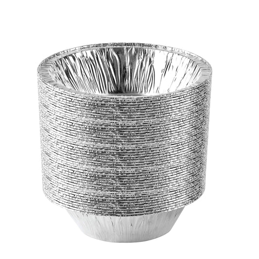 PLASTICPRO 6'' Inch Round Tin Foil Cake Pans Disposable Aluminum, Freezer & Oven Safe - For Baking, Cooking, Storage, Roasting, & Reheating, Pack of 100