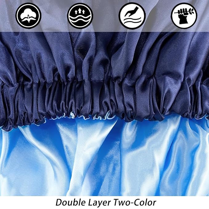 Satin Bonnet Silk Bonnet Hair Bonnet for Sleeping-Slouchy Beanie Hat Satin Sleep Cap for Women's Natural & Curly Hair(Black&Navy)
