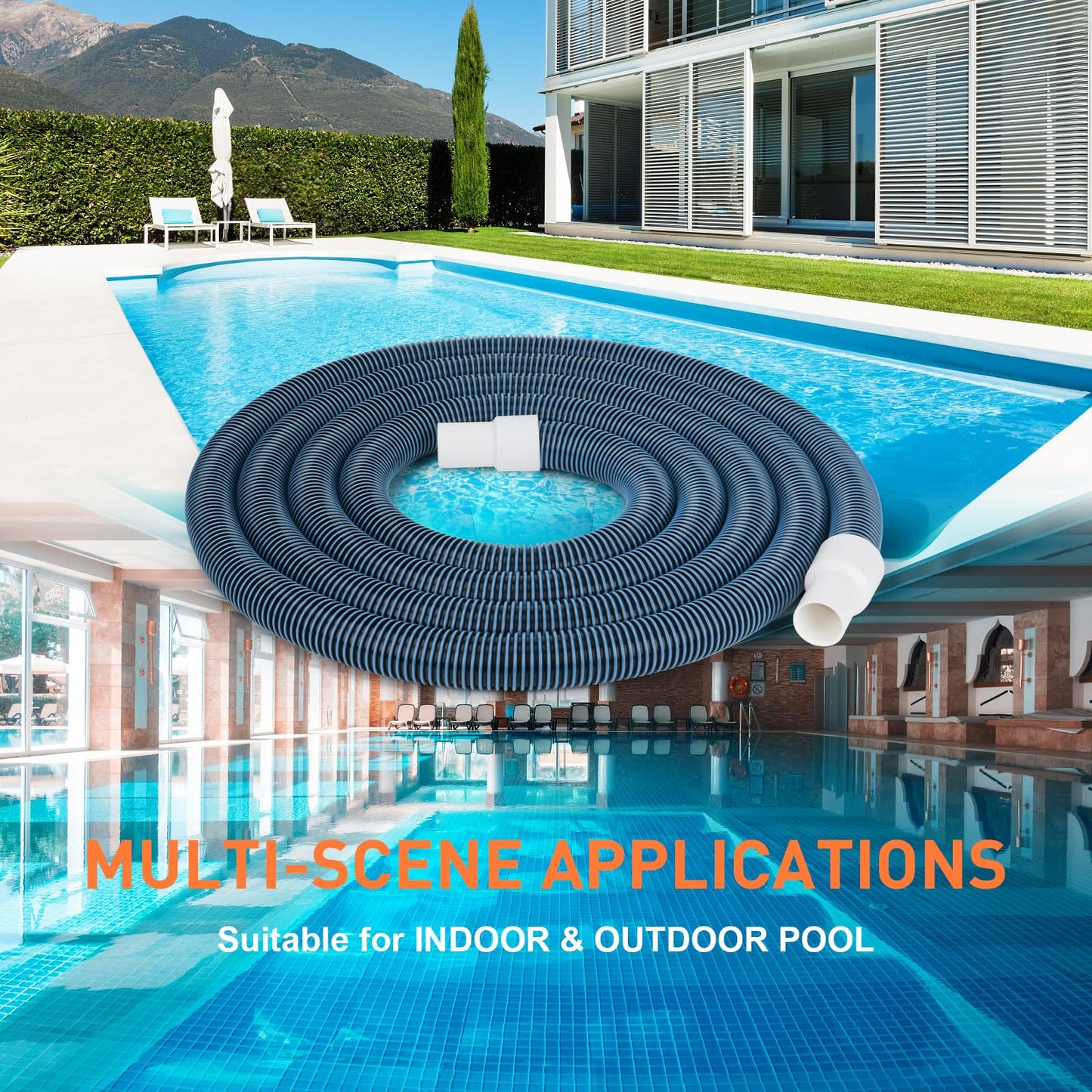 OSMOFUZE Pool Vacuum Hose, Heavy Duty Manual Swimming Pool Cleaner Hose With Swivel Cuff for Above Ground and Inground Pools, 1-1/4 Inch x 27 Ft