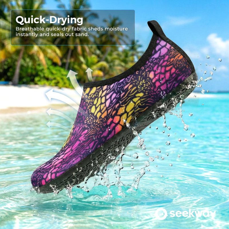 SEEKWAY Water Shoes Women Men Adult Quick-Dry Aqua Socks Barefoot Non Slip for Beach Swim River Pool Lake surf Black SK002(U)